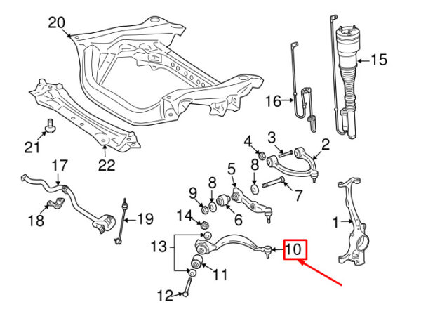 NEW MERCEDES-BENZ S W221 FRONT RIGHT LOWER CONTROL ARM A2213306611 ORIGINAL - Image 5