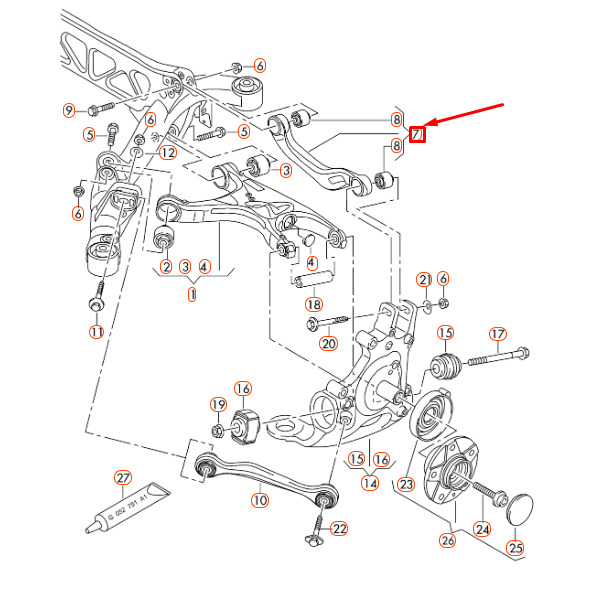 NEW AUDI A4 B8 REAR LEFT UPPER WISHBONE CONTROL ARM 8K0505323H ORIGINAL 6 NEW AUDI A4 B8 REAR LEFT UPPER WISHBONE CONTROL ARM 8K0505323H ORIGINAL - Image 6