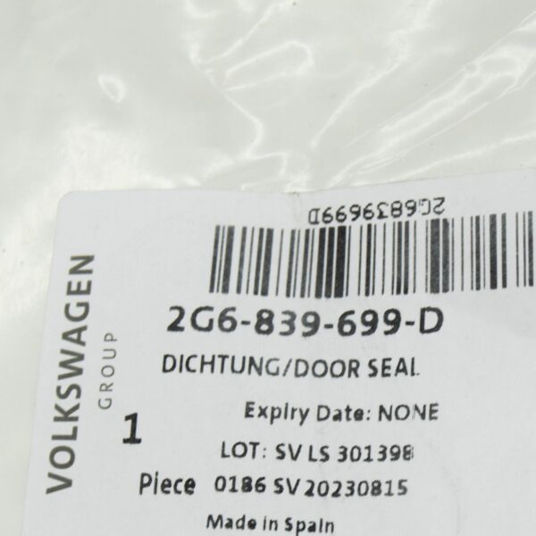 NEW VOLKSWAGEN POLO AW REAR LEFT DOOR SEALING RUBBER 2G6839699D ORIGINAL - Image 6