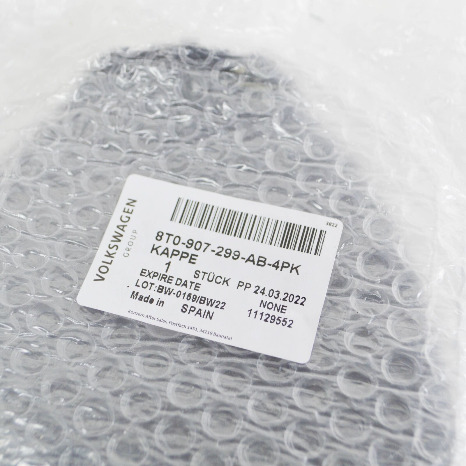 NEW AUDI A4 B8 SOUL BLACK COVER CAP 8T0907299AB4PK ORIGINAL 6 NEW AUDI A4 B8 SOUL BLACK COVER CAP 8T0907299AB4PK ORIGINAL - Image 6
