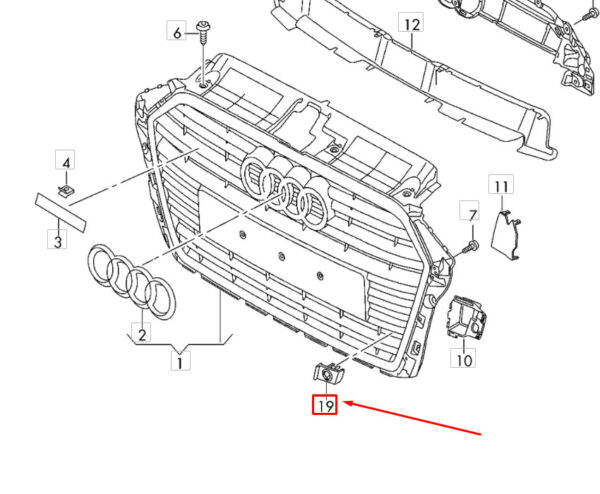 NEW AUDI A3 8V RADIATOR GRILLE RIGHT PARK SENSOR SUPPORT 8V3919268FRU6 - Image 8