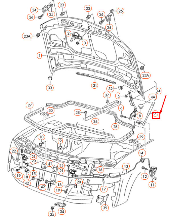 NEW AUDI A8 D3 ENGINE HOOD GAS FILLED STRUT 4E0823359D - Image 8