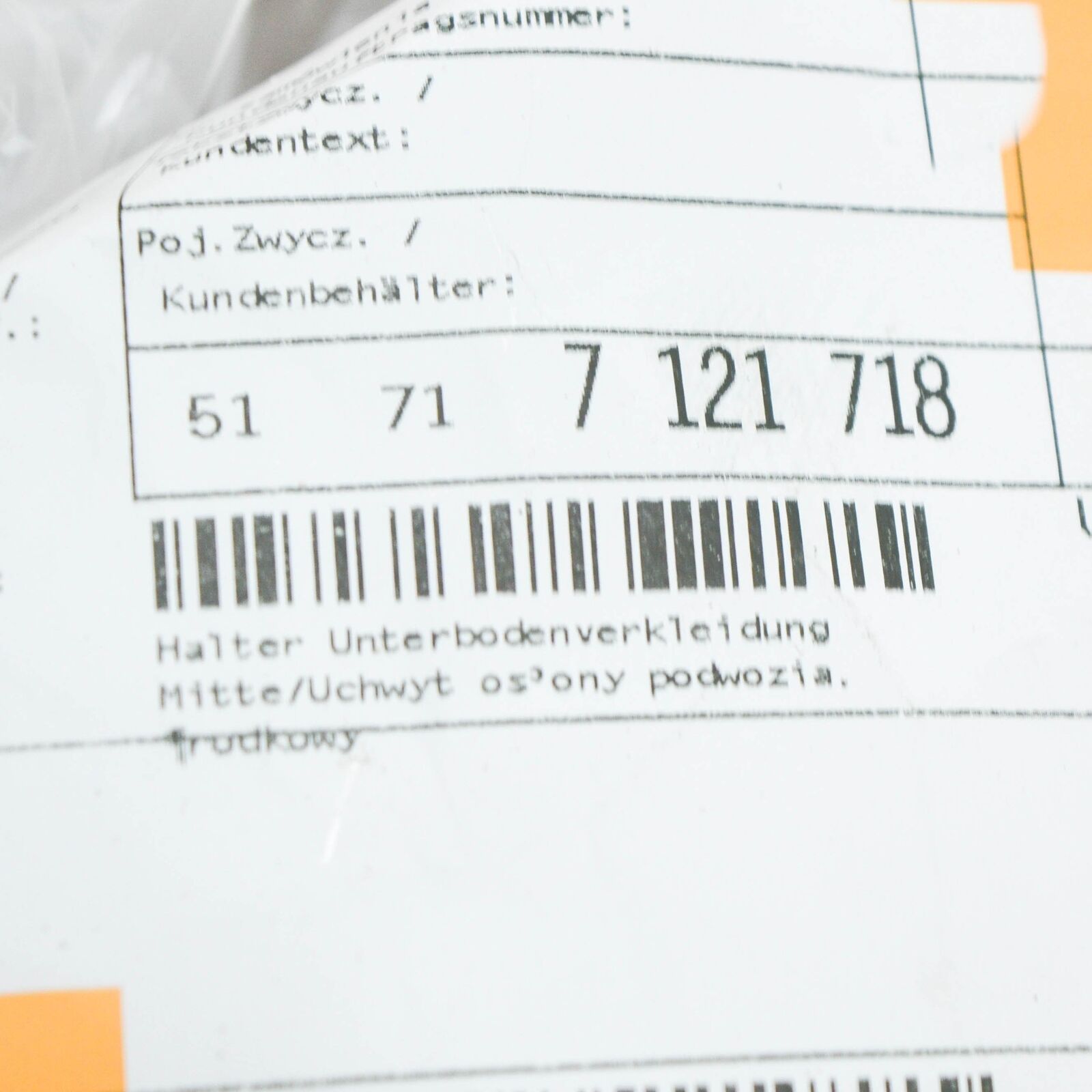 NEW BMW 5 E60 CENTER UNDERBODY PANELLING BRACKET 51717121718 ORIGINAL 6 NEW BMW 5 E60 CENTER UNDERBODY PANELLING BRACKET 51717121718 ORIGINAL - Image 6