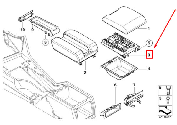 NEW BMW 5 E39 FRONT ARMREST SLIDING MECHANISM 8213874 51168213874 ORIGINAL - Image 6