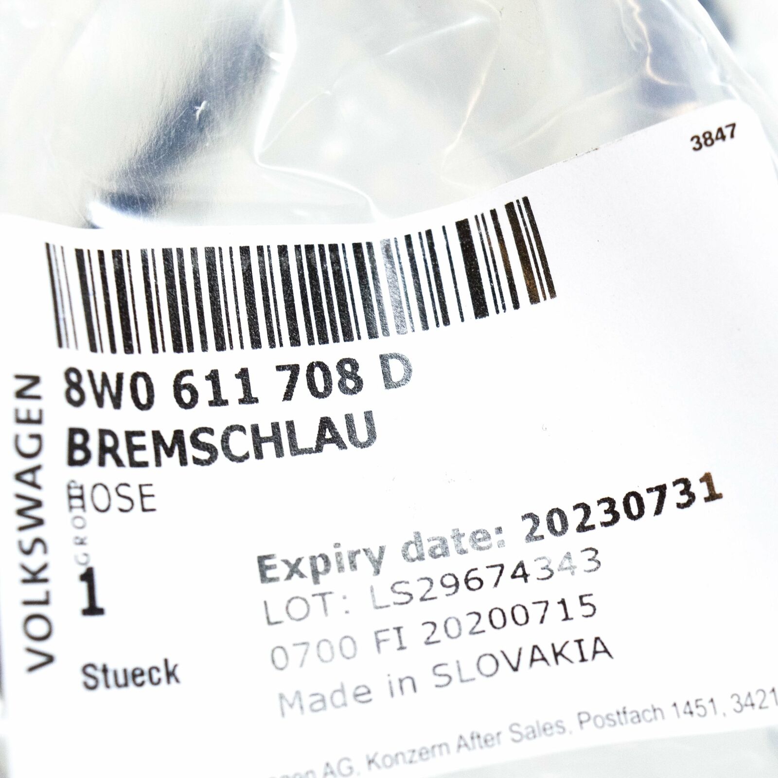 NEW AUDI A5 8W6 FRONT RIGHT SIDE BRAKE PIPE HOSE 8W0611708D 8 NEW AUDI A5 8W6 FRONT RIGHT SIDE BRAKE PIPE HOSE 8W0611708D - Image 8