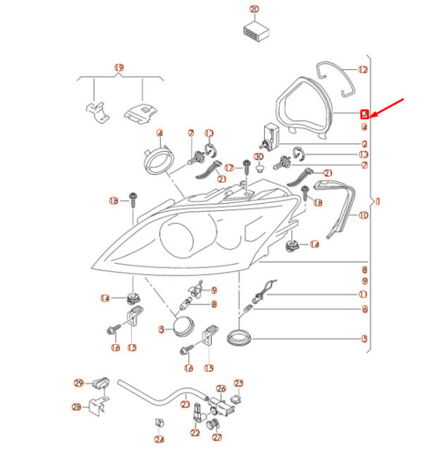 NEW AUDI TT 8J FRONT RIGHT HEADLIGHT COVER CAP 8J0941158 - Image 8