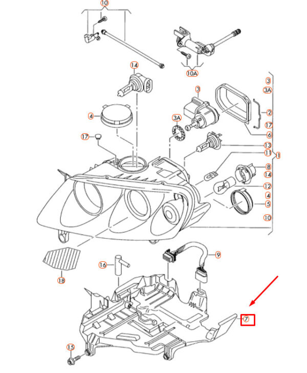 NEW VW TOUAREG 7L LEFT MAIN BEAM HEADLIGHT BRACKET MOUNT 7L6941613C - Image 8