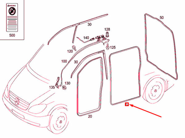 NEW MERCEDES-BENZ VITO W639 LEFT SLIDING DOOR GASKET A6397330698 ORIGINAL - Image 6