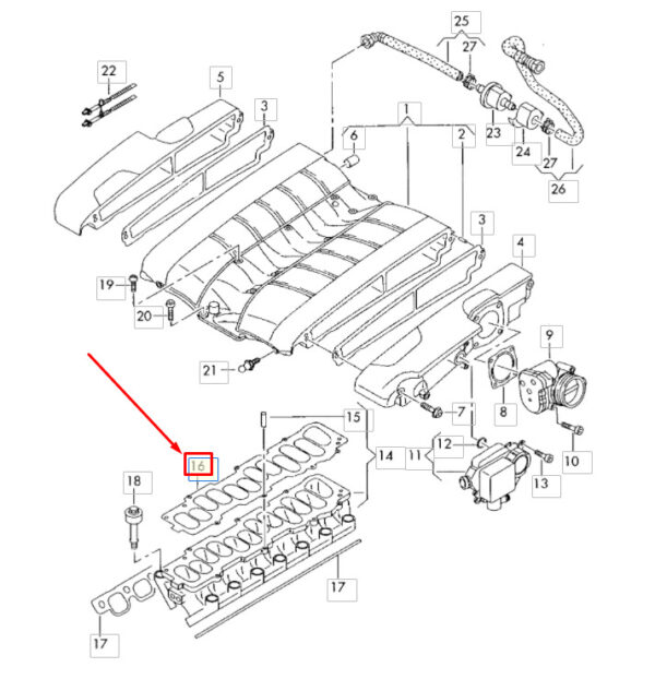 NEW AUDI A8 D3 4E UPPER INTAKE MANIFOLD GASKET 07C133238H ORIGINAL - Image 6