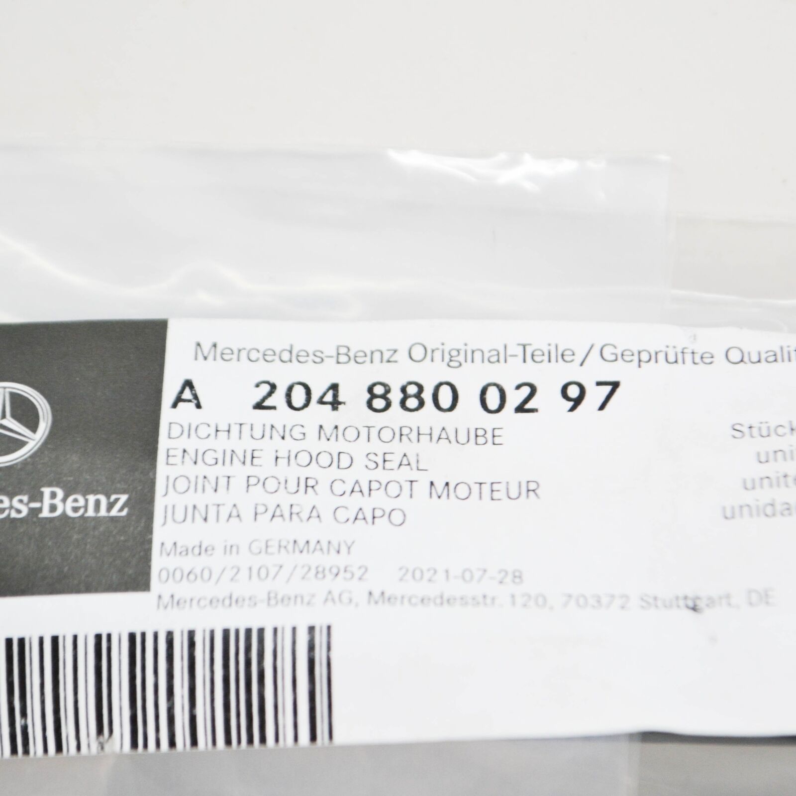 NEW MERCEDES-BENZ C-CLASS W204 ENGINE HOOD SEAL A2048800297 ORIGINAL 6 NEW MERCEDES-BENZ C-CLASS W204 ENGINE HOOD SEAL A2048800297 ORIGINAL - Image 6
