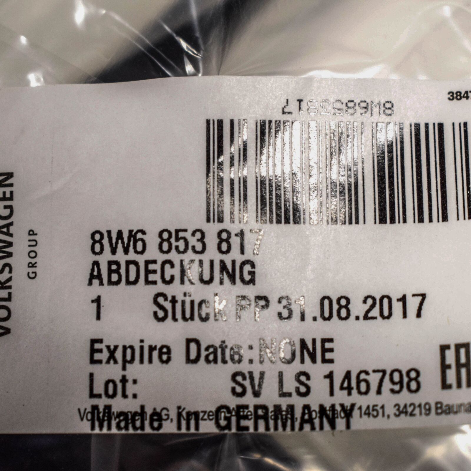 NEW AUDI A5 8W6 FRONT LEFT WHEEL COVER 8W6853817 ORIGINAL 6 NEW AUDI A5 8W6 FRONT LEFT WHEEL COVER 8W6853817 ORIGINAL - Image 6