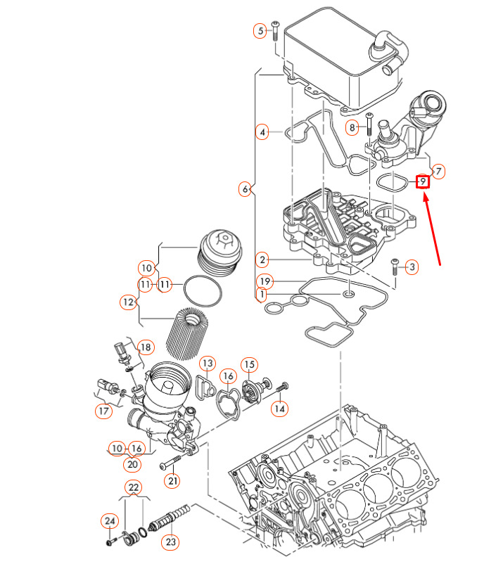 NEW AUDI A4 B8 OIL COOLER VALVE O-RING SEAL 059121149B ORIGINAL 6 NEW AUDI A4 B8 OIL COOLER VALVE O-RING SEAL 059121149B ORIGINAL - Image 6