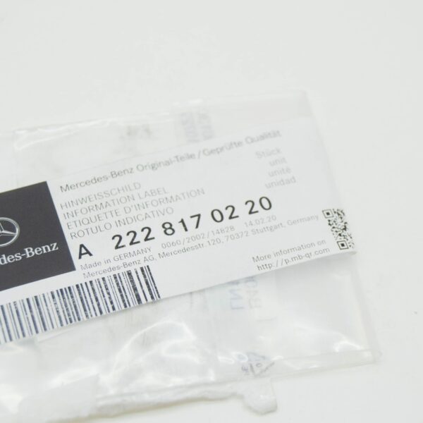 NEW MERCEDES-BENZ S W222 INFORMATION LABEL A2228170220 ORIGINAL - Image 6