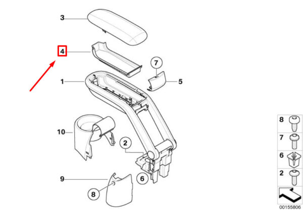 NEW MINI COOPER R50, R53 CENTER ARMREST STORAGE TRAY 51166954280 6954280 - Image 6