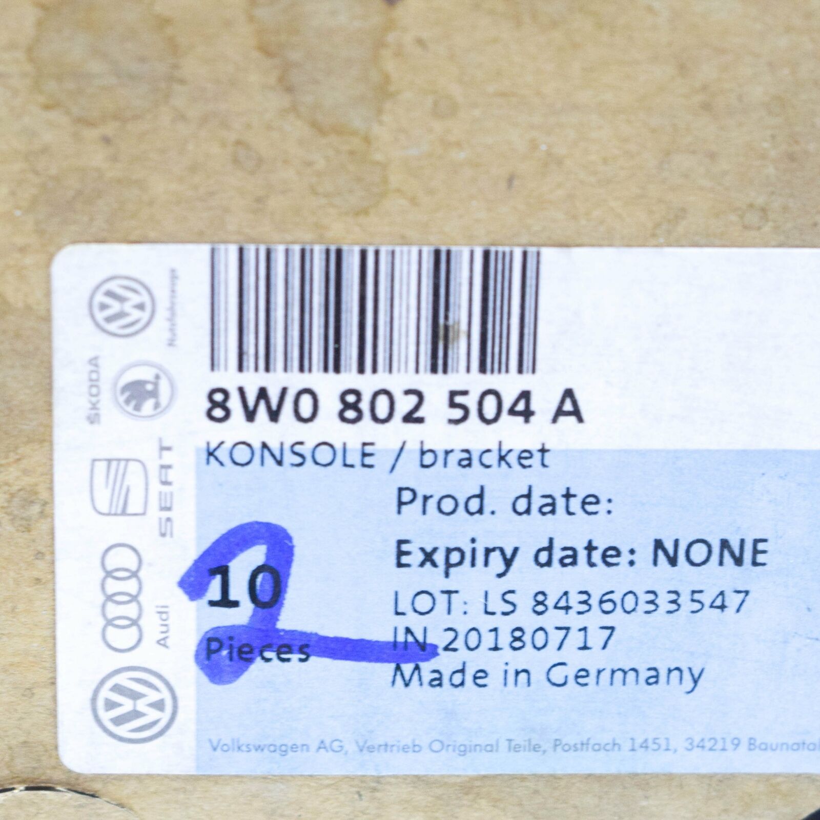 NEW AUDI A4 B9 AVANT FENDER INNER REAR RAIL BRACKET 8W0802504A 8 NEW AUDI A4 B9 AVANT FENDER INNER REAR RAIL BRACKET 8W0802504A - Image 8