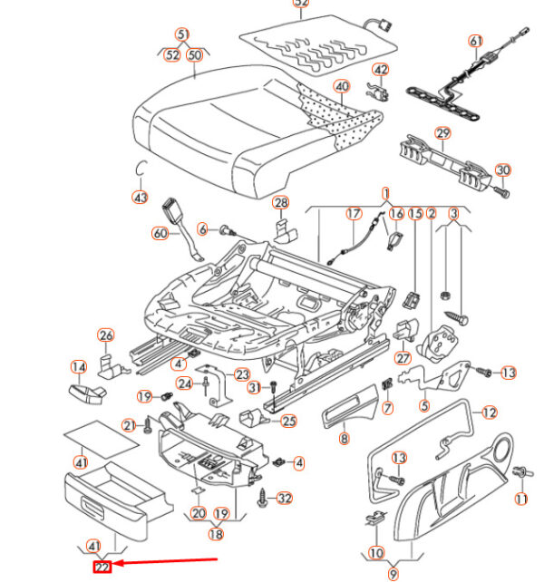 NEW VOLKSWAGEN EOS FRONT RIGHT SEAT DRAWER 5K088260282V - Image 8