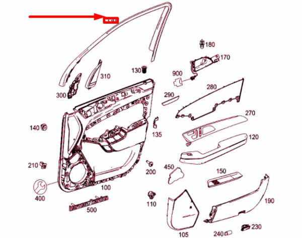 NEW MERCEDES-BENZ GLE W166 FRONT LEFT DOOR WINDOW FRAME A16672701789051 ORIGINAL - Image 6