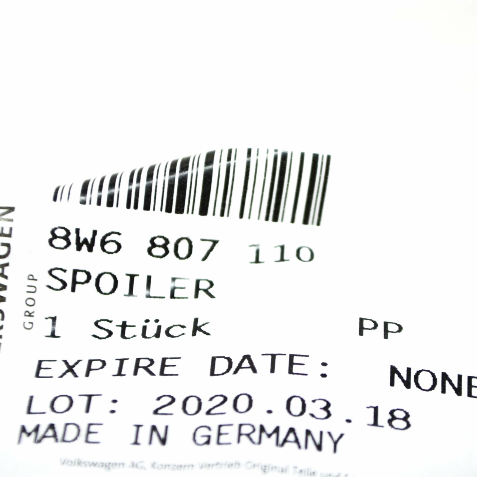 NEW AUDI A5 8W6 FRONT BUMPER LOWER CENTER SPOILER 8W6807110 ORIGINAL 6 NEW AUDI A5 8W6 FRONT BUMPER LOWER CENTER SPOILER 8W6807110 ORIGINAL - Image 6