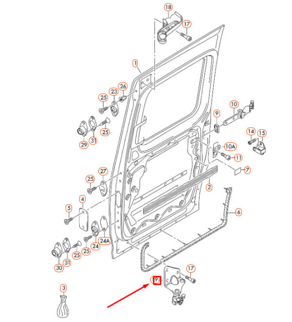 NEW VW CADDY 2K RIGHT SLIDING DOOR LOWER ROLLER GUIDE 2K0843398B - Image 8
