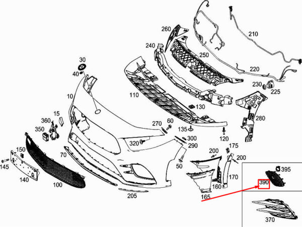 NEW MERCEDES-BENZ A W177 FRONT LEFT BUMPER GRILL A1778852700 ORIGINAL - Image 6