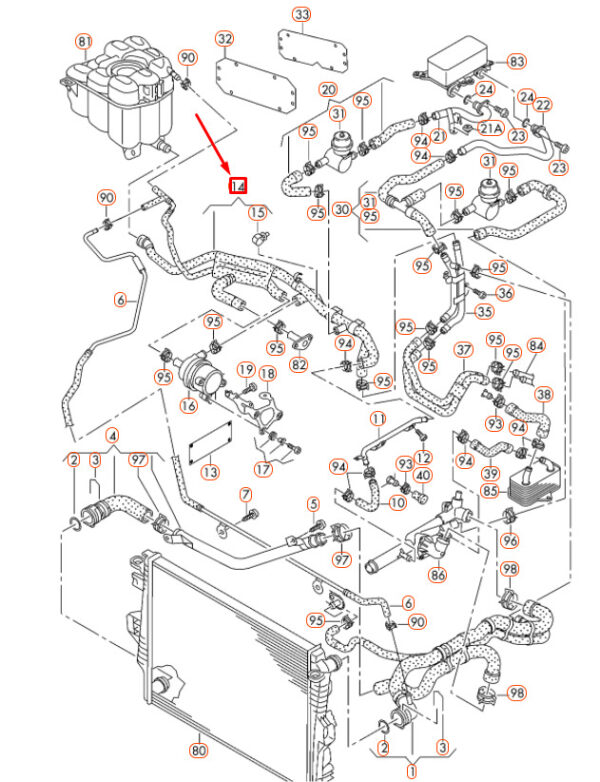 NEW VOLKSWAGEN TOUAREG 7P ENGINE COOLANT HOSE 7P6121156E ORIGINAL - Image 6