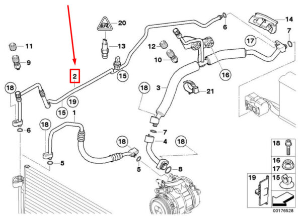 NEW BMW 6 CABRIO E64 AIR CONDITIONING PRESSURE HOSE 9155346 64539155346 ORIGINAL - Image 6
