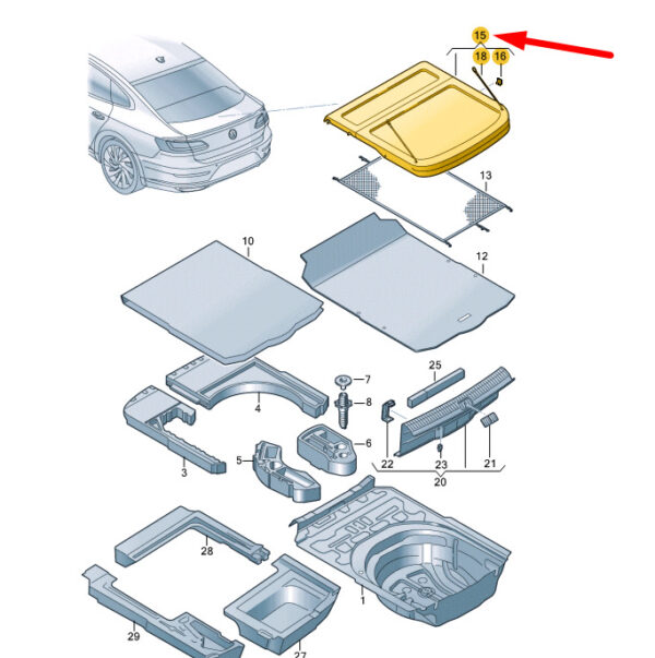 NEW VOLKSWAGEN ARTEON 3H7 LUGGAGE COMPARTMENT COVER 3G8867769DEH8 ORIGINAL - Image 6