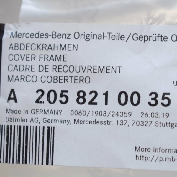 NEW MERCEDES-BENZ C S205 TRAILER HITCH SWITCH COVER FRAME A2058210035 ORIGINAL - Image 6