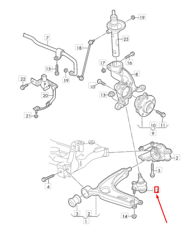 NEW VW ATLAS CROSS SPORT CA1 FRONT LEFT SUSPENSION GUIDE JOINT 3QF407365 - Image 6