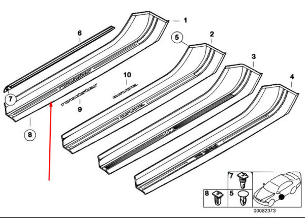 NEW BMW Z3 E36 RIGHT DOOR ENTRY ROADSTER SILL STRIP 51478398884 2002 - Image 8