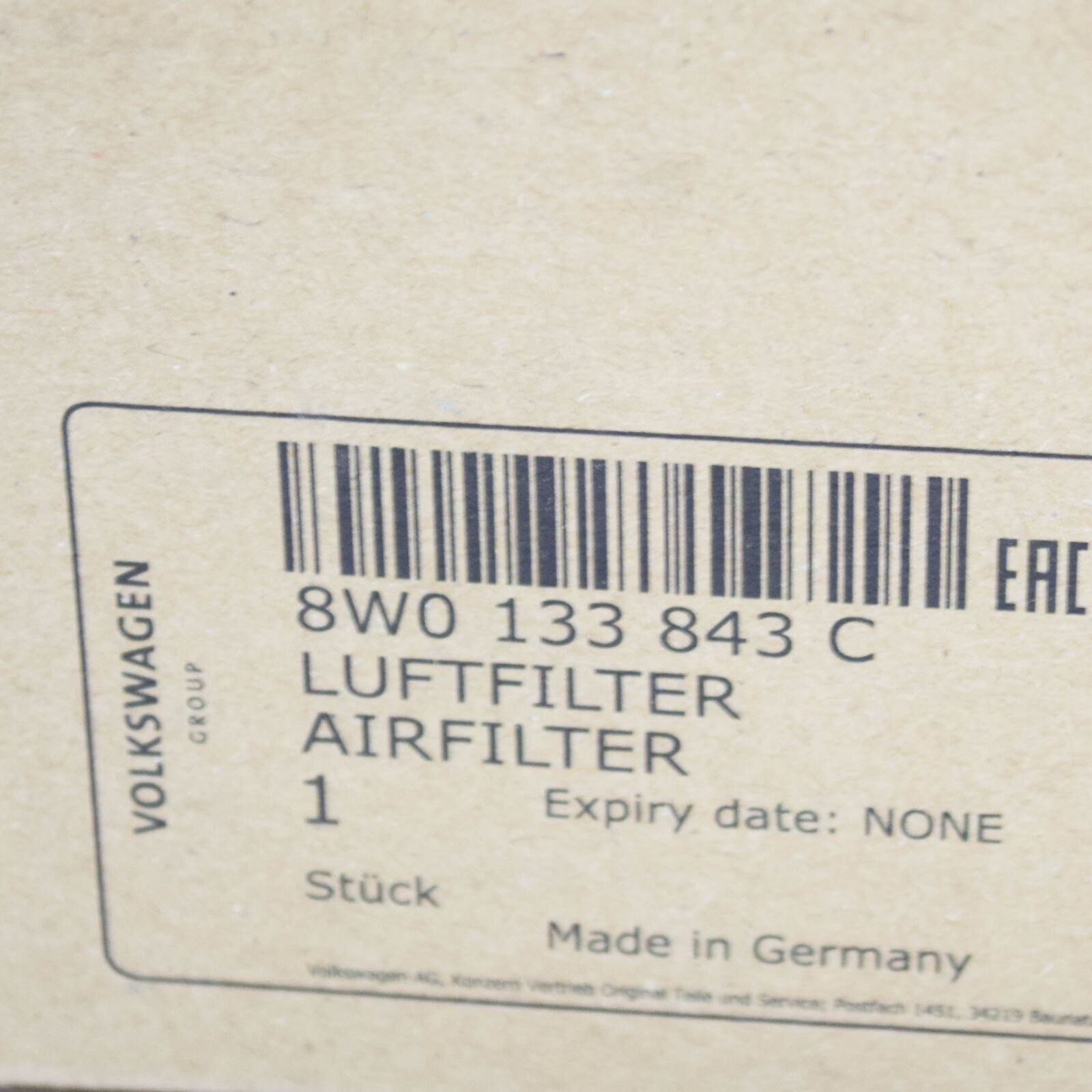 NEW AUDI A4 B9 AIR FILTER ELEMENT 8W0133843C 8 NEW AUDI A4 B9 AIR FILTER ELEMENT 8W0133843C - Image 8