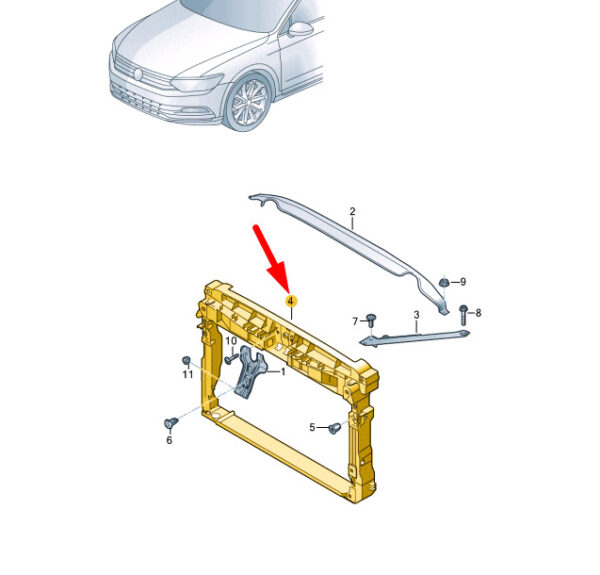 NEW VW PASSAT B8 COOLANT RADIATOR LOCK CARRIER WITH MOUNTING 3G0805588AD - Image 6