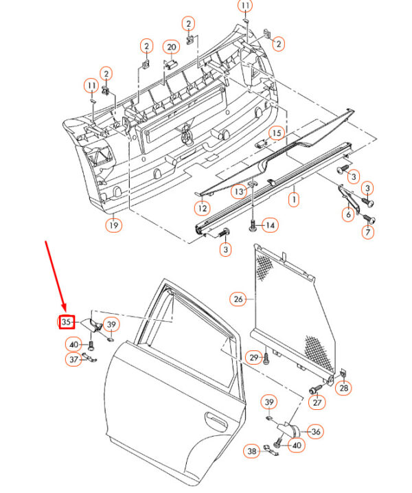 NEW AUDI Q7 4L REAR DOOR GLASS SUNSHADE SUSPENSION LUG 4L08617894PK - Image 8