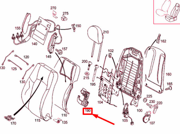 NEW MB C W203 FRONT LEFT SEAT FOLDING FOLDING DEVICE LHD A2109700026 ORIGINAL - Image 6