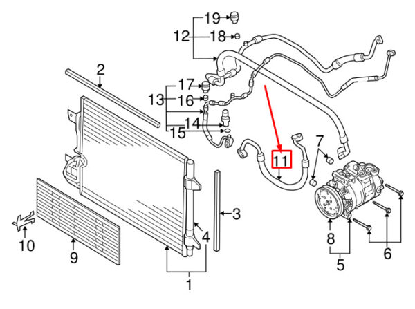 NEW AUDI A3 SPORTBACK 8P LOWER AIR CONDITIONING HOSE 1K0820721BH ORIGINAL - Image 6