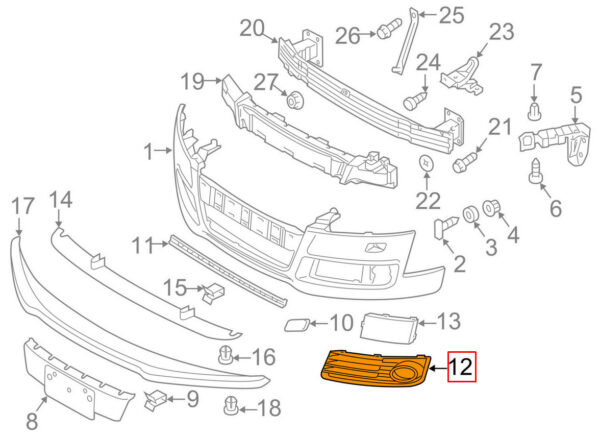 NEW AUDI TT 8J S-LINE FRONT BUMPER LEFT SIDE GRILL 8J0807681KT94 2012 - Image 8