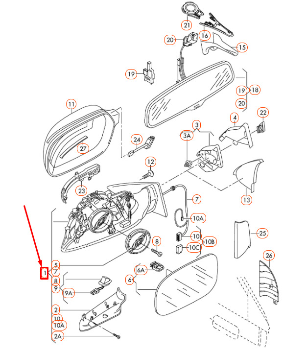 NEW AUDI A4 B8 FRONT RIGHT EXTERIOR MIRROR ASSEMBLY LHD 8K1857410AG01C ORIGINAL 6 NEW AUDI A4 B8 FRONT RIGHT EXTERIOR MIRROR ASSEMBLY LHD 8K1857410AG01C ORIGINAL - Image 6