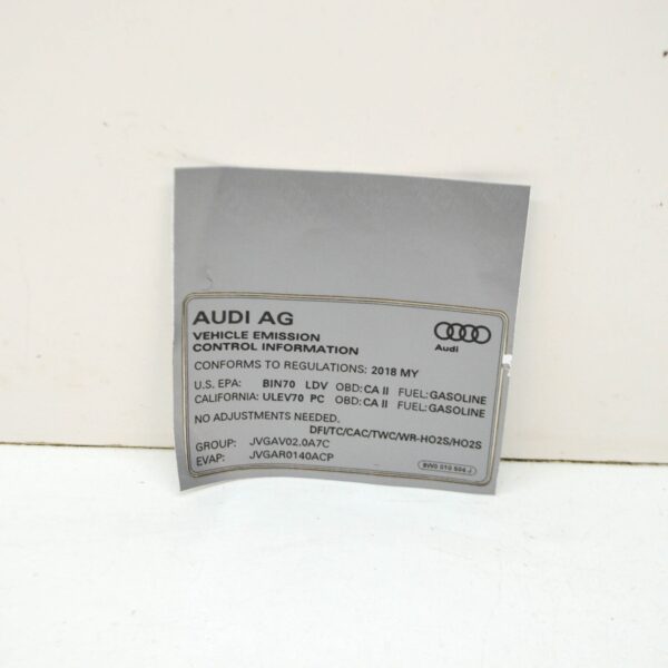 NEW AUDI A4 AVANT B9 EMISSION CONTROL INFORMATION LABEL 8W0010504J ORIGINAL - Image 6
