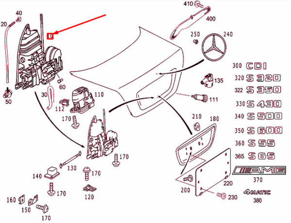 NEW MERCEDES-BENZ S W220 REAR LID LOCK A2207500185 ORIGINAL - Image 6