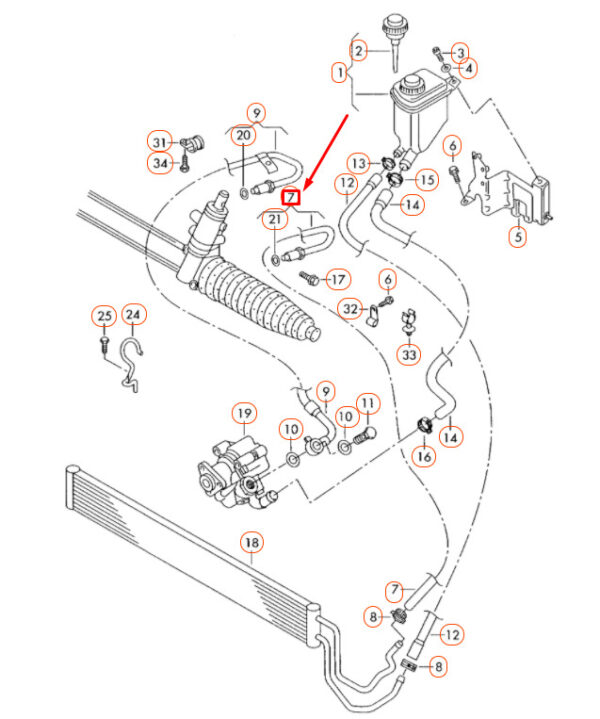 NEW VOLKSWAGEN TOUAREG 7L POWER STEERING RETURN HOSE LHD 7L6422891P - Image 8