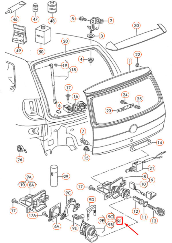 NEW VOLKSWAGEN FOX REAR LID LOCK CATCH 5Z6827565J1NN - Image 8