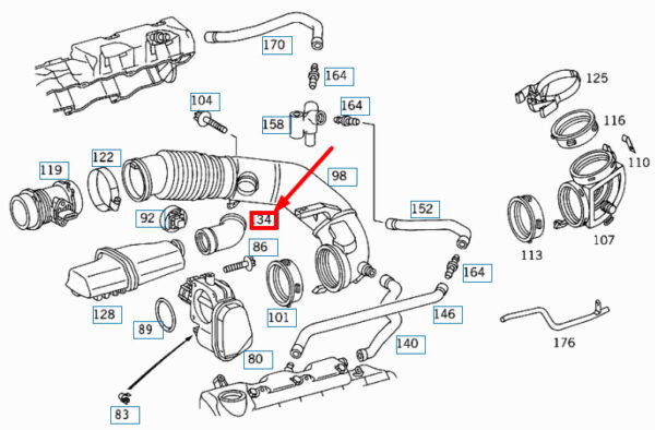 NEW MERCEDES-BENZ ML W163 CAMPER ON INTAKE LINE HOSE A1121410083 ORIGINAL - Image 6