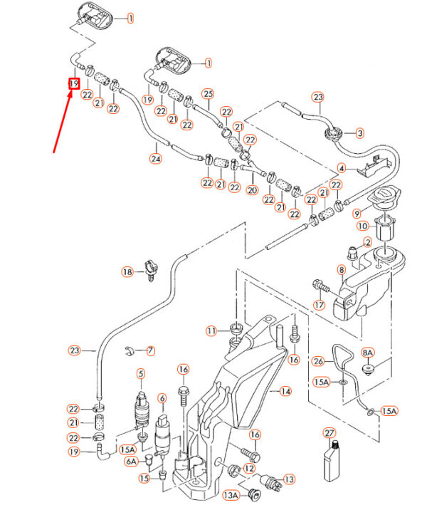 NEW AUDI A4 B7 WINDSHIELD WASHER HOSE ELBOW FITTING 1J0955665C ORIGINAL - Image 6