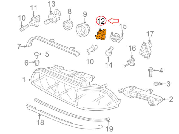 NEW BMW 5 E39 HEADLIGHT HIGH BEAM BULB SOCKET 63126904051 - Image 8