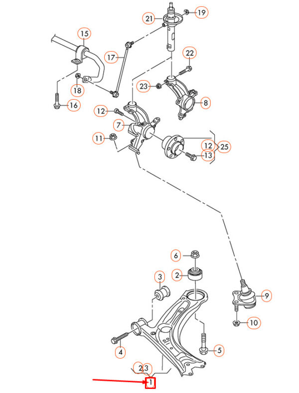 NEW VOLKSWAGEN BEETLE A5 FRONT RIGHT WISHBONE CONTROL ARM 561407152C ORIGINAL - Image 6