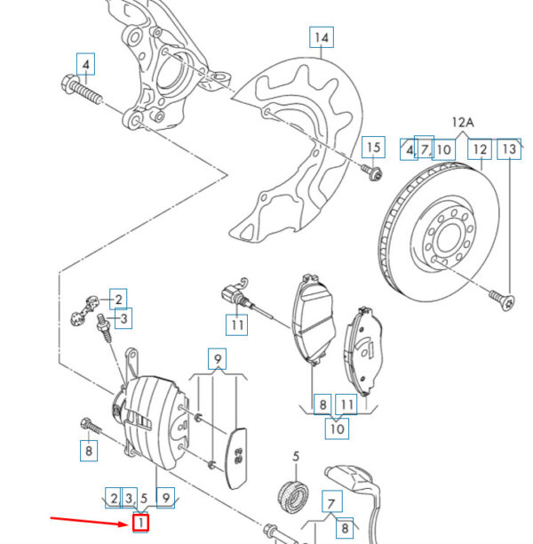 NEW AUDI A3 S3 8V FRONT RIGHT S BRAKE CALIPER 8V0615124E ORIGINAL - Image 6