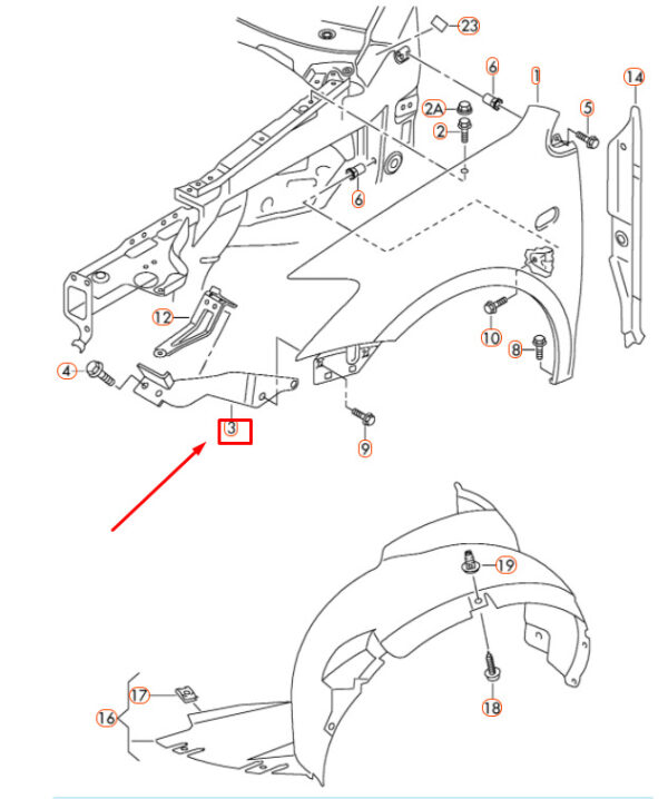 NEW VOLKSWAGEN POLO MK5 6R FRONT RIGHT FENDER BRACKET 6R0821142B - Image 8