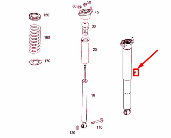 NEW MERCEDES-BENZ C W204 REAR SHOCK ABSORBER A2043261404 ORIGINAL - Image 6