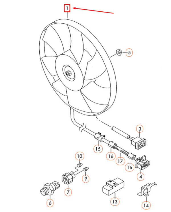 NEW AUDI TT 8N RADIATOR FAN 6E0959455A ORIGINAL - Image 6