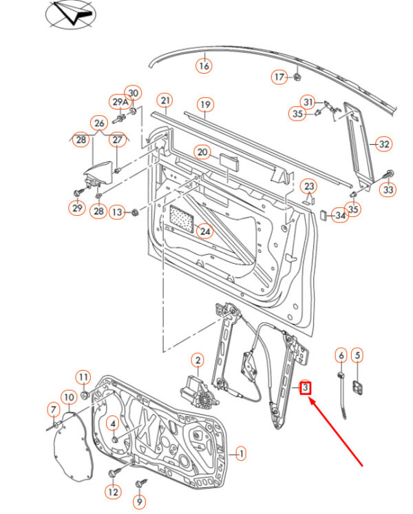 NEW VOLKSWAGEN CC FRONT RIGHT DOOR WINDOW REGULATOR 3C8837462M ORIGINAL - Image 6